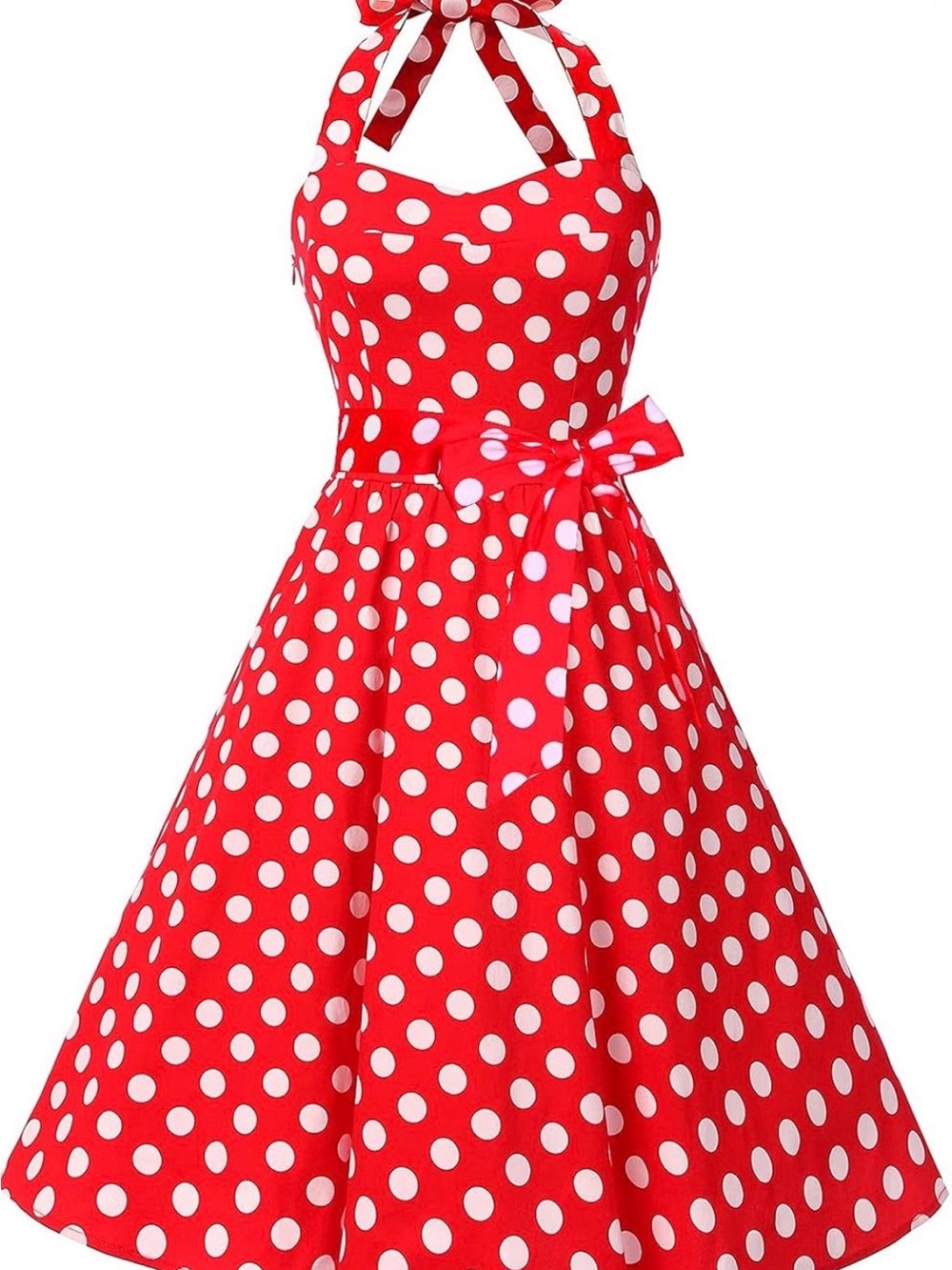 Red Polka Dot Halter Kids Dress - Classic Retro Style